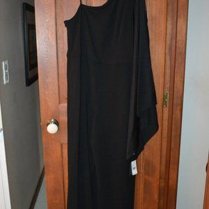 Adrianna Papell Black One Shoulder Jumpsuit NWT 18